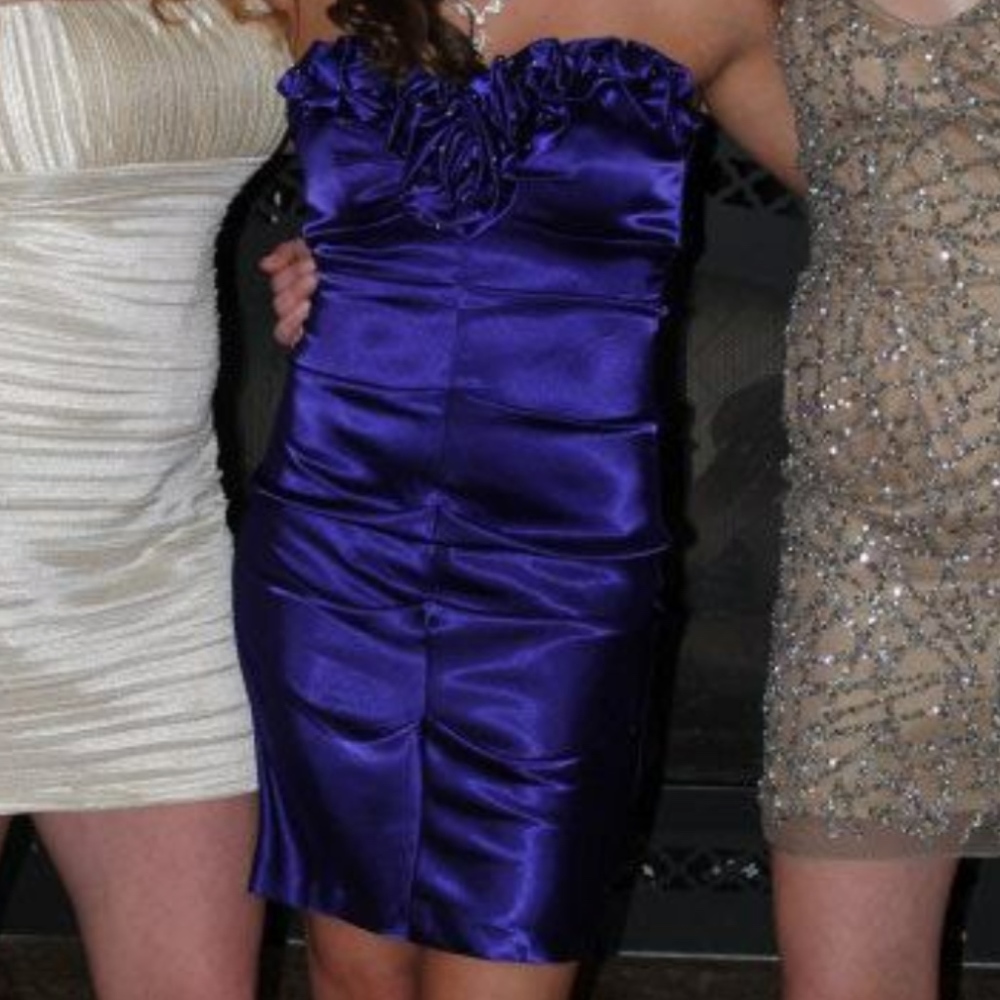 Dark Purple Form Fitting Semi-Formal Dress